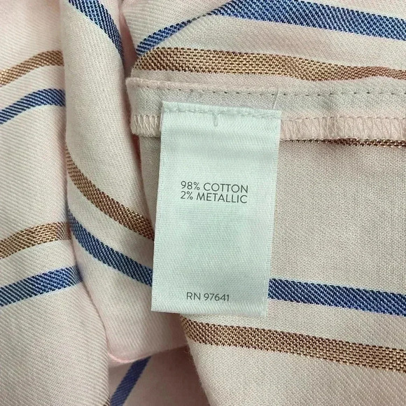J. Jill Pink Metallic Striped Everyday Button Front Shirt XS - Picture 5 of 7
